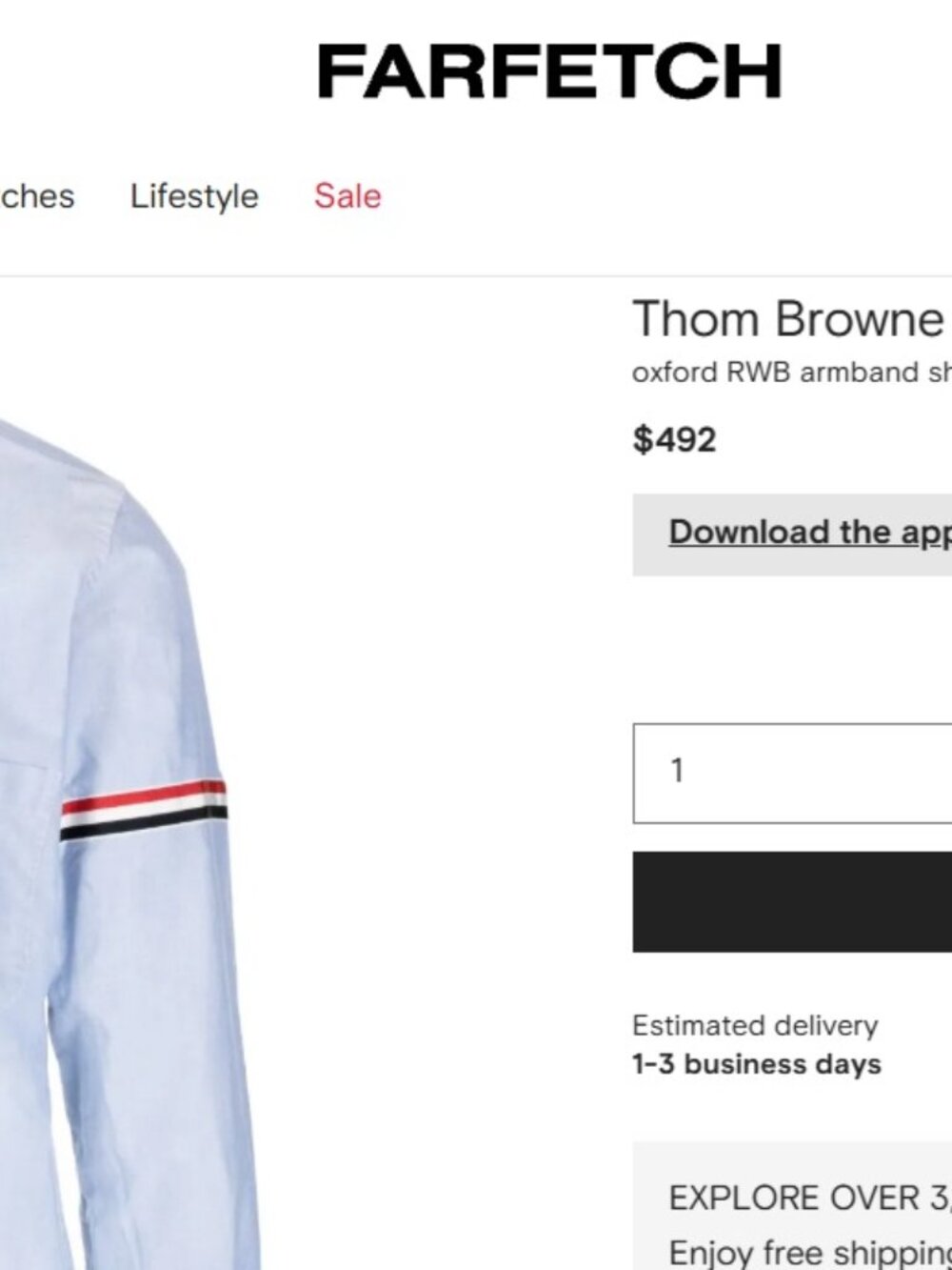 NWT Thom Browne Blue Oxford Shirt RWB Grosgrain Armbands Size 1 Men's XS $492